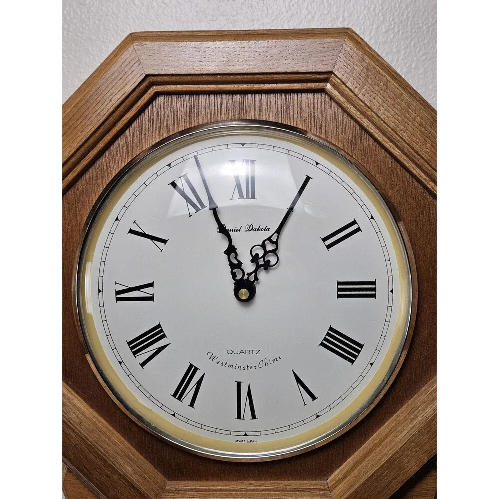 Daniel Dakota Westminster Quartz Oak Wall Clock Roman Numerals